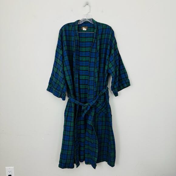 Eddie Bauer Blue And Green Long Robe Mens Size S/M - Picture 1 of 6